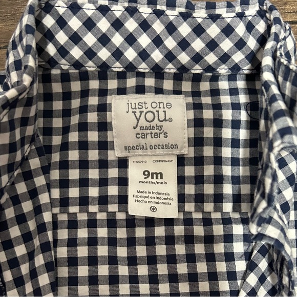 Just One You 9 Month Long Sleeved Button Down Bodysuit - Picture 3 of 3